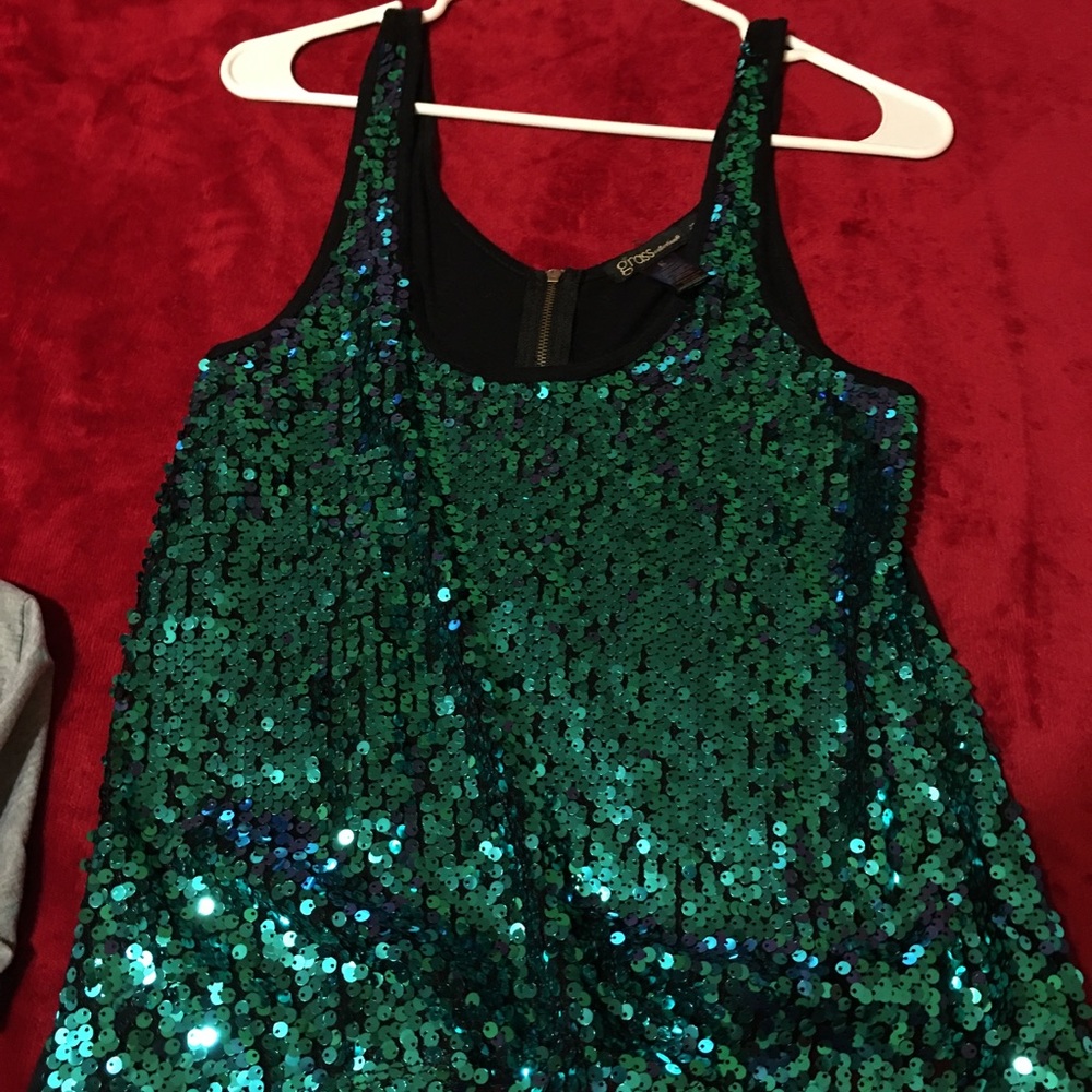 Blue sequined shirt /tank